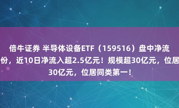 倍牛证券 半导体设备ETF（159516）盘中净流入1000万份，近10日净流入超2.5亿元！规模超30亿元，位居同类第一！